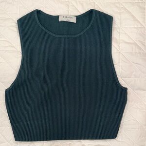 ARITZIA Babaton Ribbed Crop Top Dark Green